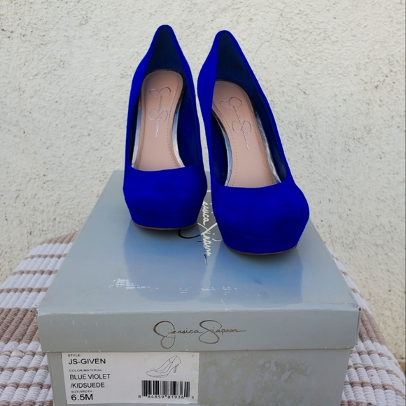 Jessica Simpson blue suede heels